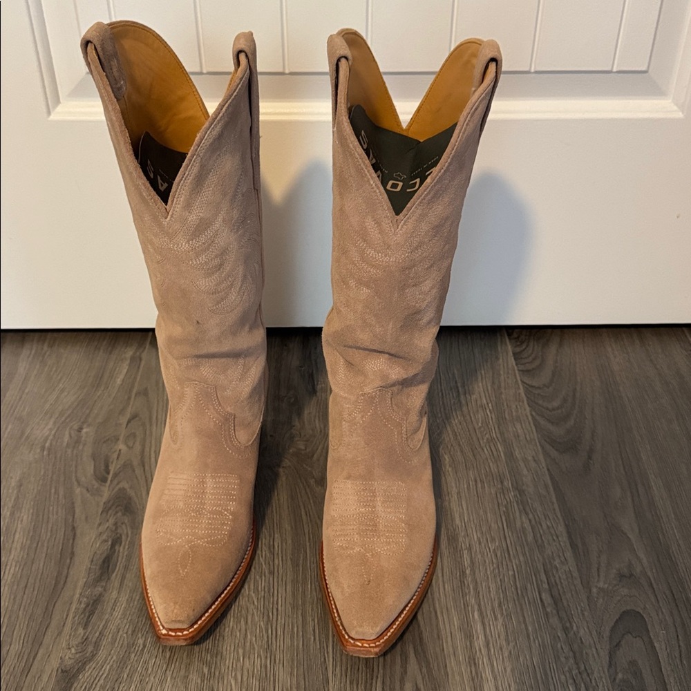 Tecovas Suede Tan Western Heeled Boots - Picture 4 of 7